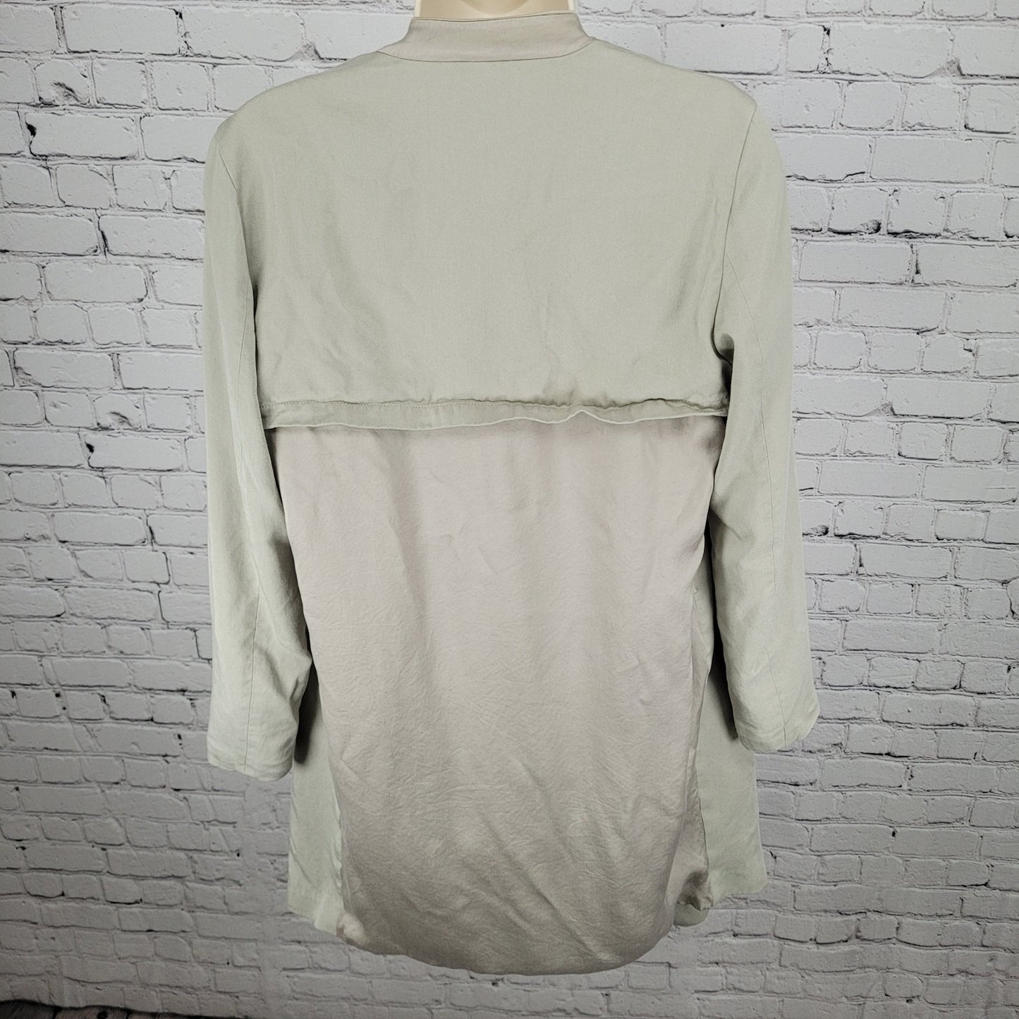 AllSaints Beige Hace Trench Open Draped Pockets Lined Lightweight Jacket Size 6