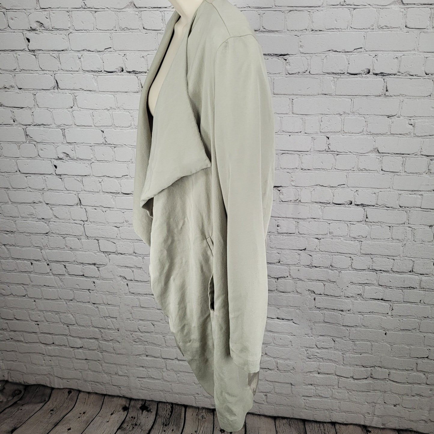 AllSaints Beige Hace Trench Open Draped Pockets Lined Lightweight Jacket Size 6