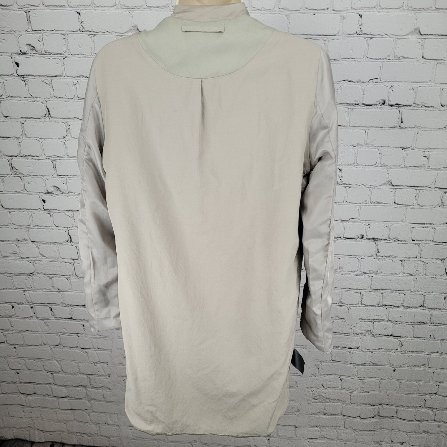 AllSaints Beige Hace Trench Open Draped Pockets Lined Lightweight Jacket Size 6