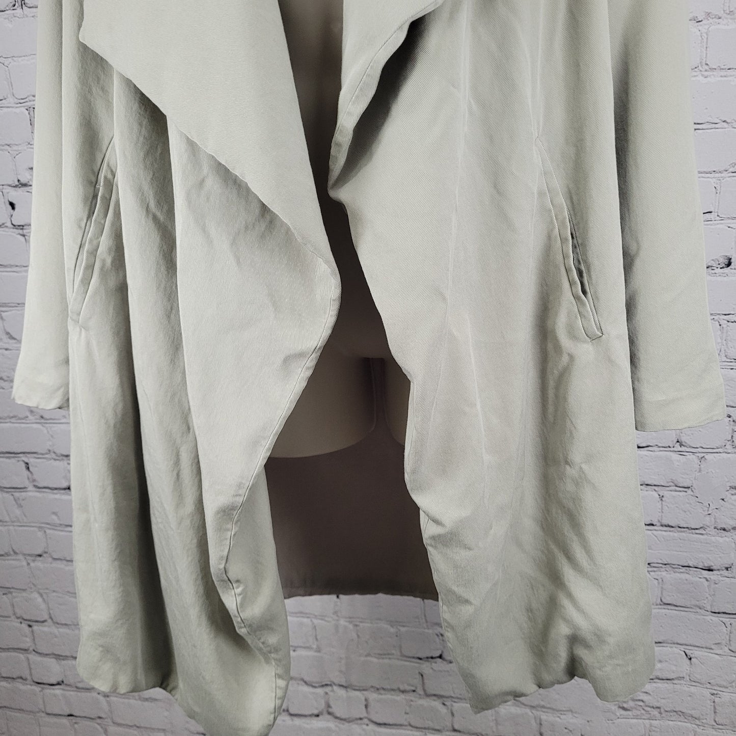 AllSaints Beige Hace Trench Open Draped Pockets Lined Lightweight Jacket Size 6