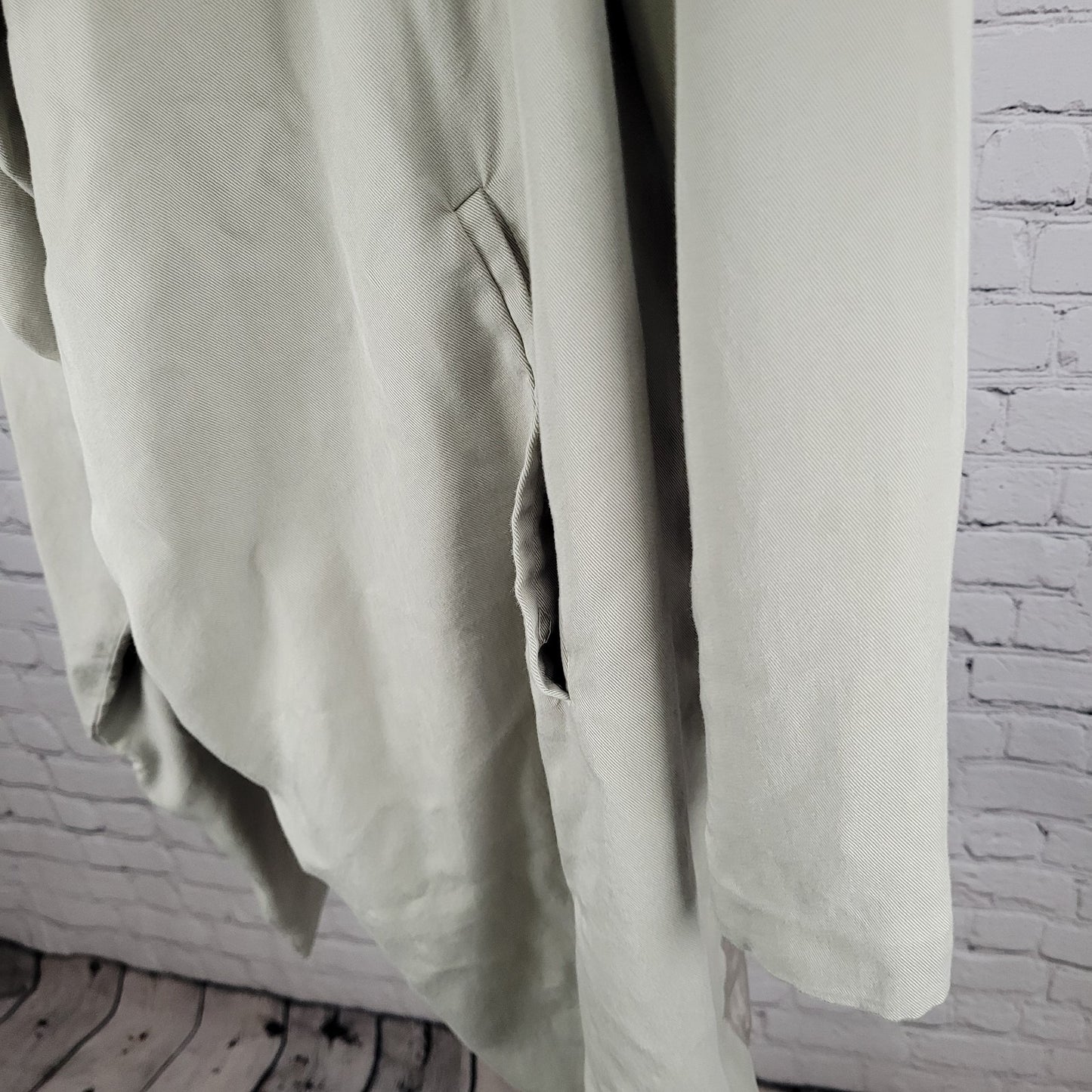 AllSaints Beige Hace Trench Open Draped Pockets Lined Lightweight Jacket Size 6