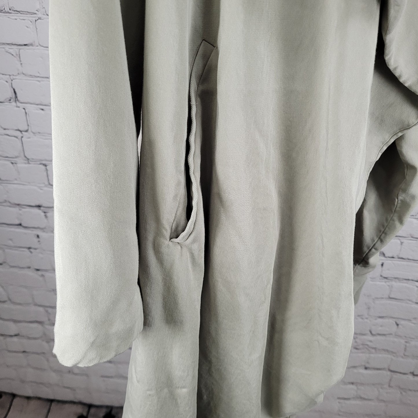 AllSaints Beige Hace Trench Open Draped Pockets Lined Lightweight Jacket Size 6