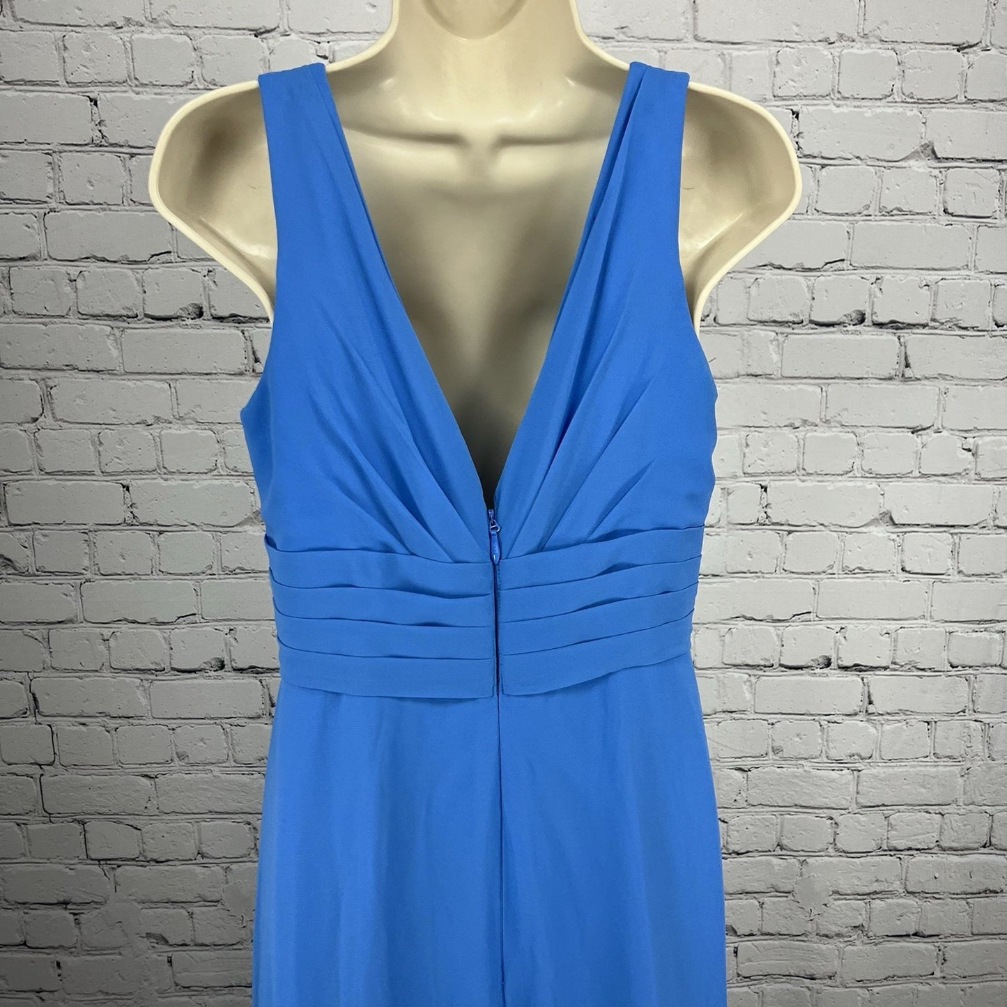Azazie Blue Chiffon Pleated Structure Empire Waist Layered Bridesmaid Dress A8