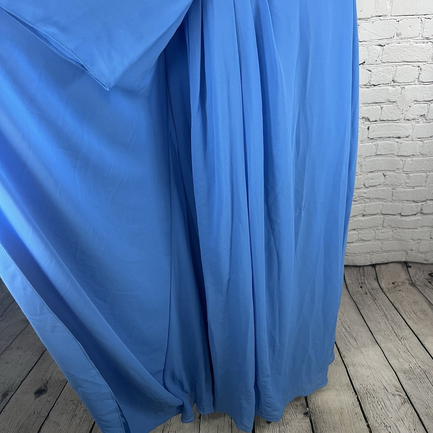 Azazie Blue Chiffon Pleated Structure Empire Waist Layered Bridesmaid Dress A8