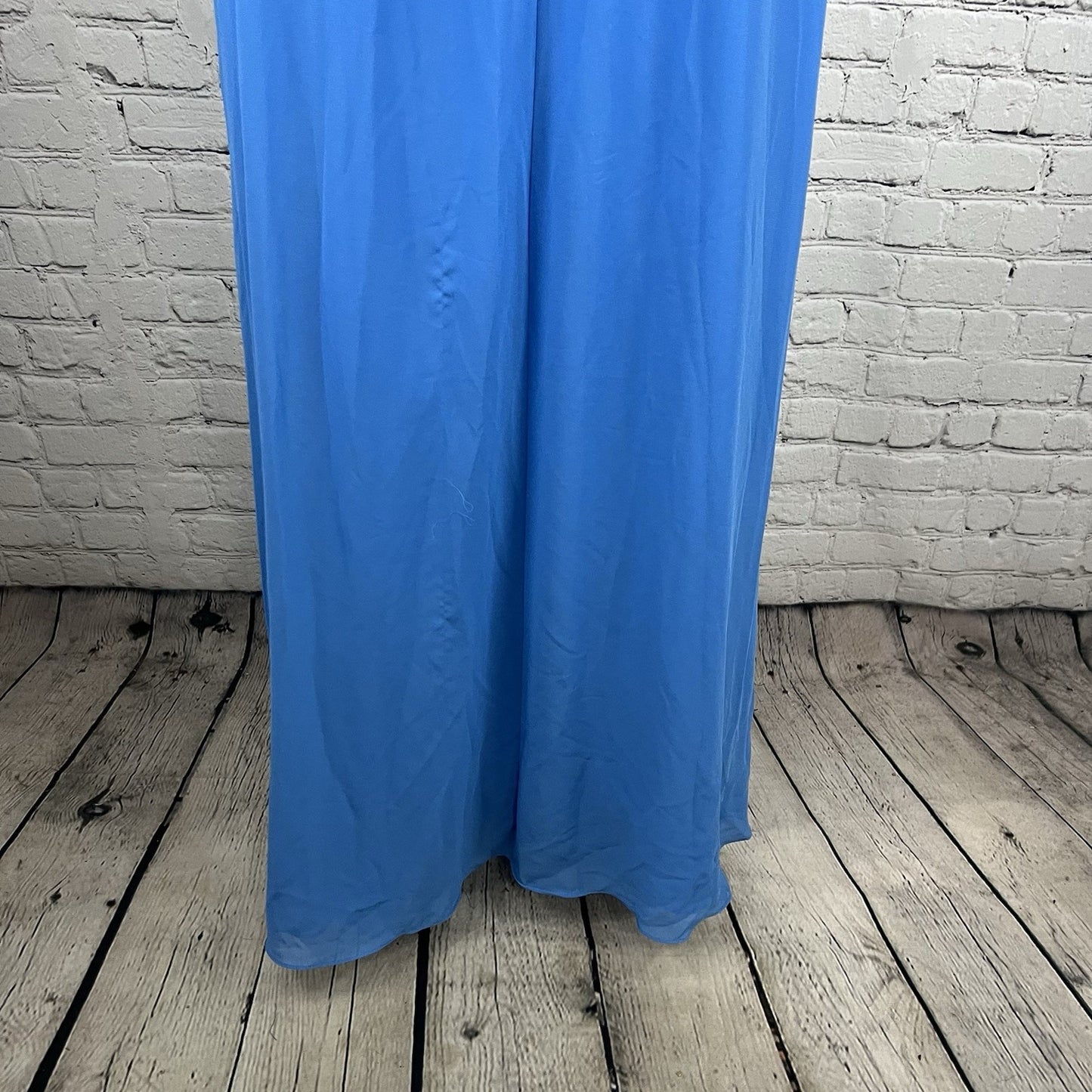 Azazie Blue Chiffon Pleated Structure Empire Waist Layered Bridesmaid Dress A8