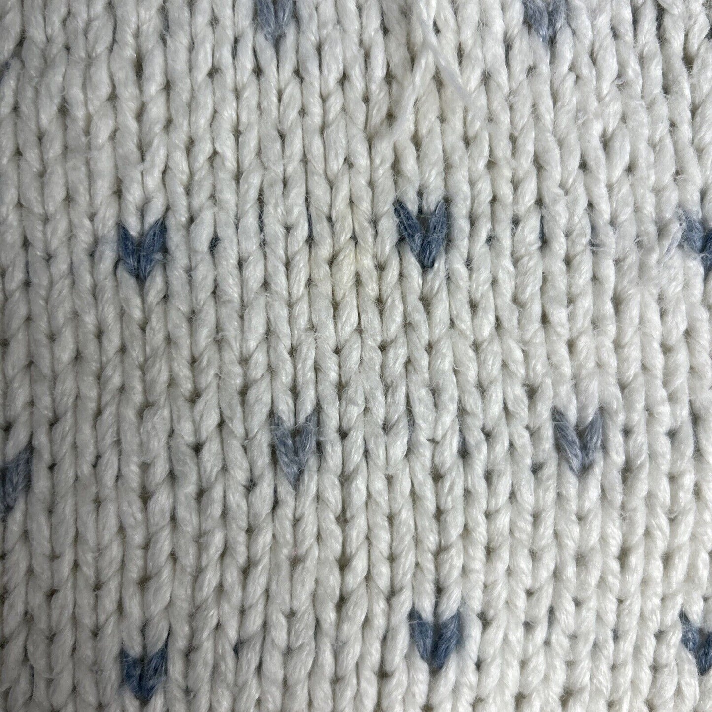 VTG Huntington Ridge White Blue Sweater Snowflake Fringe Hand Knit Women’s M