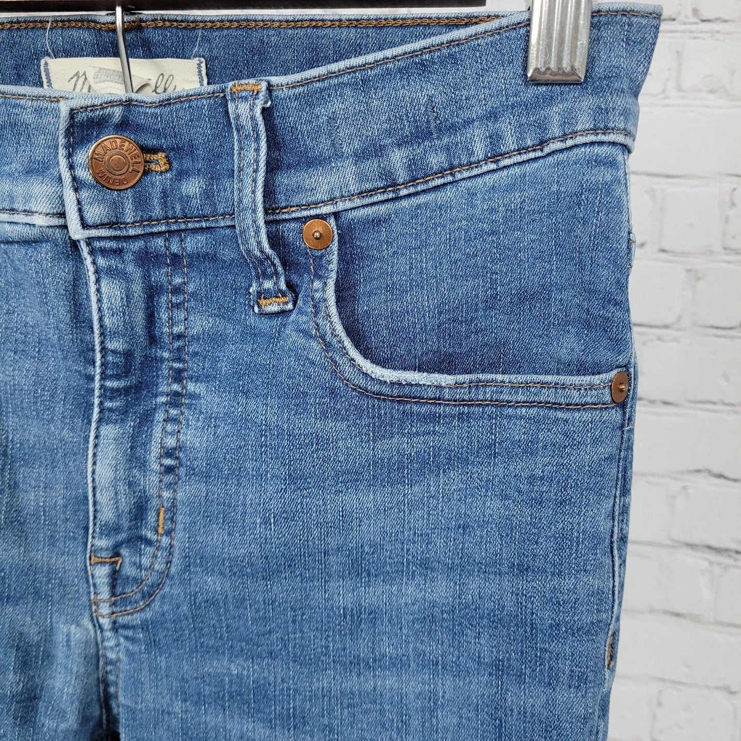 Madewell Blue Denim 9" Mid Rise Medium Wash Skinny Stretch Jeans Size 26 (26x28)