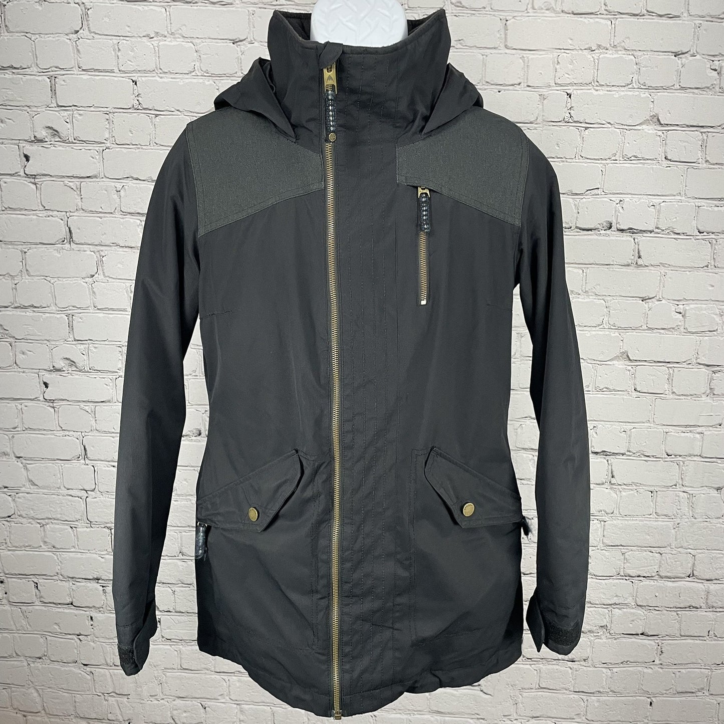 Burton Black Dry Ride Thermolite Zipped Hooded Insulated Coat Size Small S