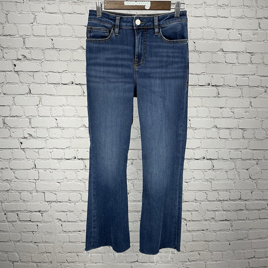 Frame Blue Denim Le Crop Mini Boot Stretch Mid Rise Raw Hem Jeans Size (26x25.5)