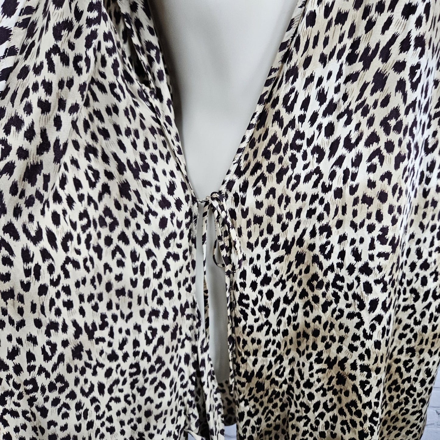 Marilyn Monroe Warners Brown Silk Leopard Lace 3/4 Sleeve Pockets Short Robe P/S