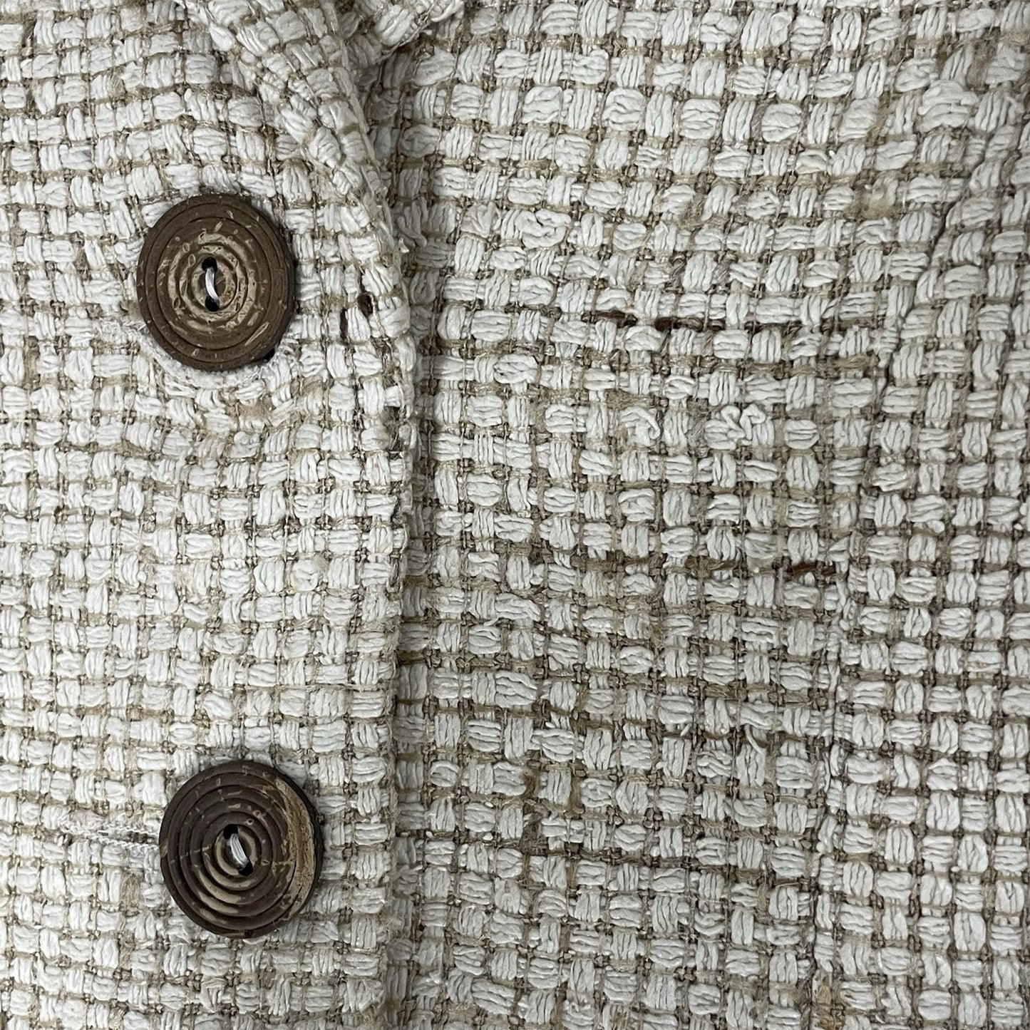 White House Black Market Cream 100% Silk Textured 3/4 Sleeve Blazer Size 0