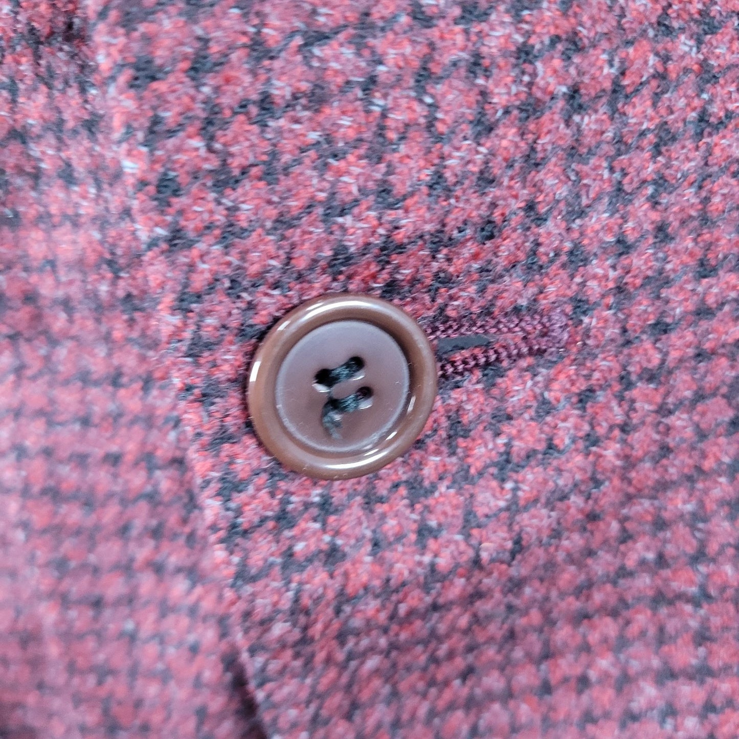 Bachrach Red 100% Wool Houndstooth 2 Button Ventless Notch Blazer Sport Coat 44