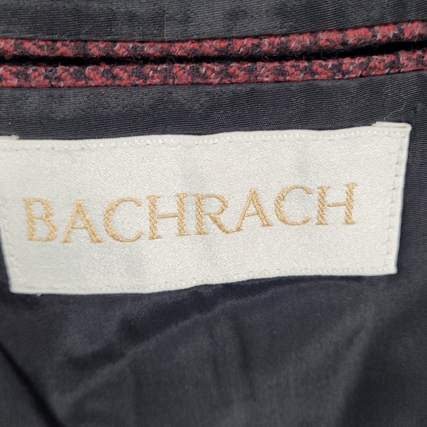 Bachrach Red 100% Wool Houndstooth 2 Button Ventless Notch Blazer Sport Coat 44