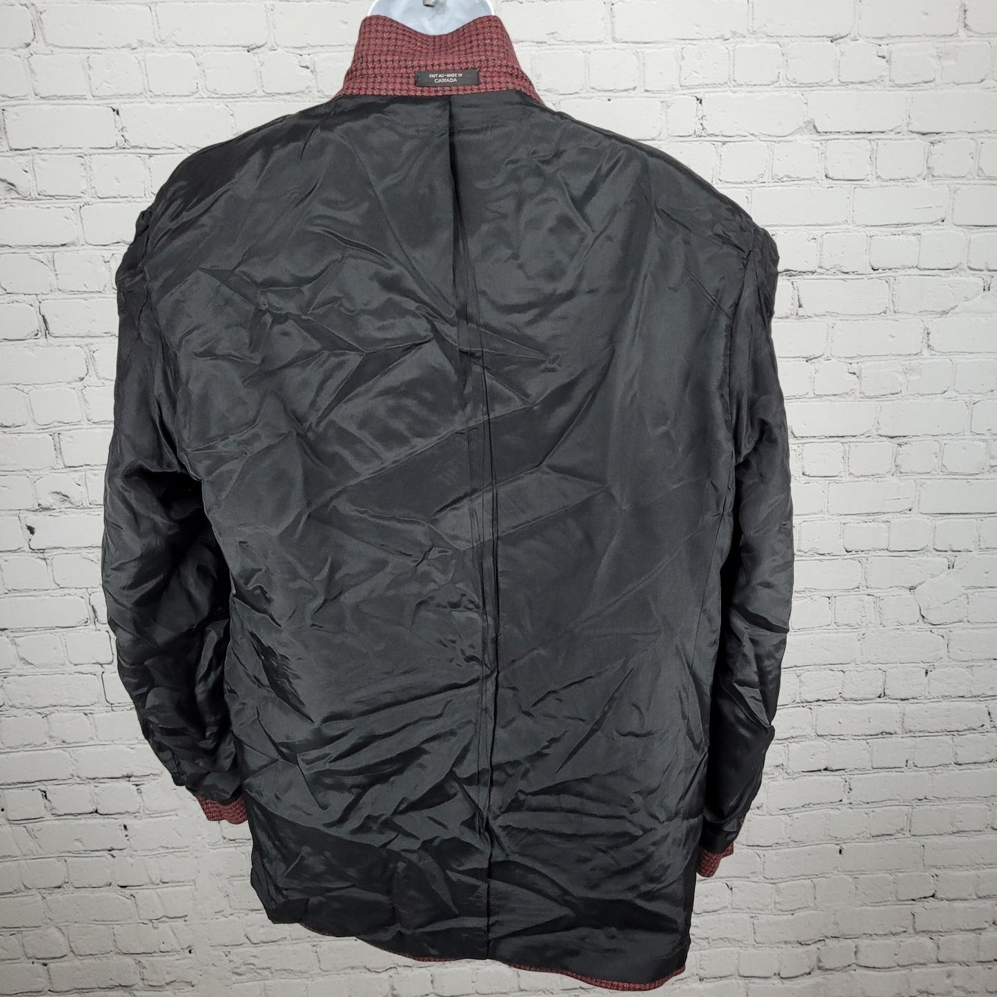 Bachrach Red 100% Wool Houndstooth 2 Button Ventless Notch Blazer Sport Coat 44