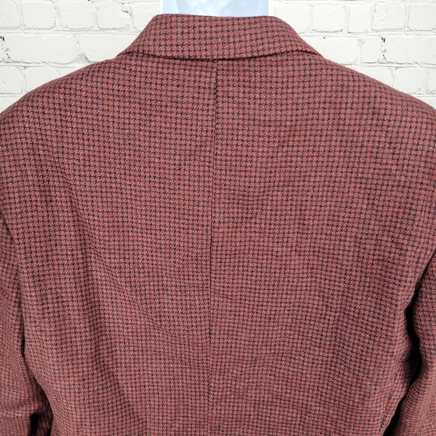 Bachrach Red 100% Wool Houndstooth 2 Button Ventless Notch Blazer Sport Coat 44