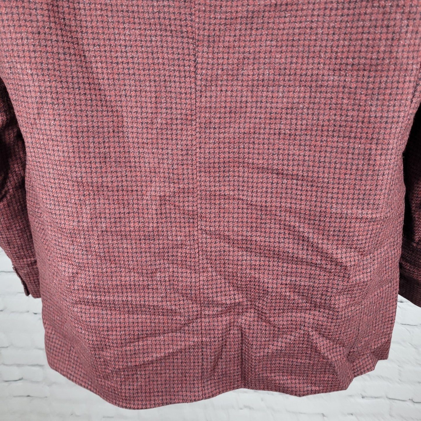 Bachrach Red 100% Wool Houndstooth 2 Button Ventless Notch Blazer Sport Coat 44