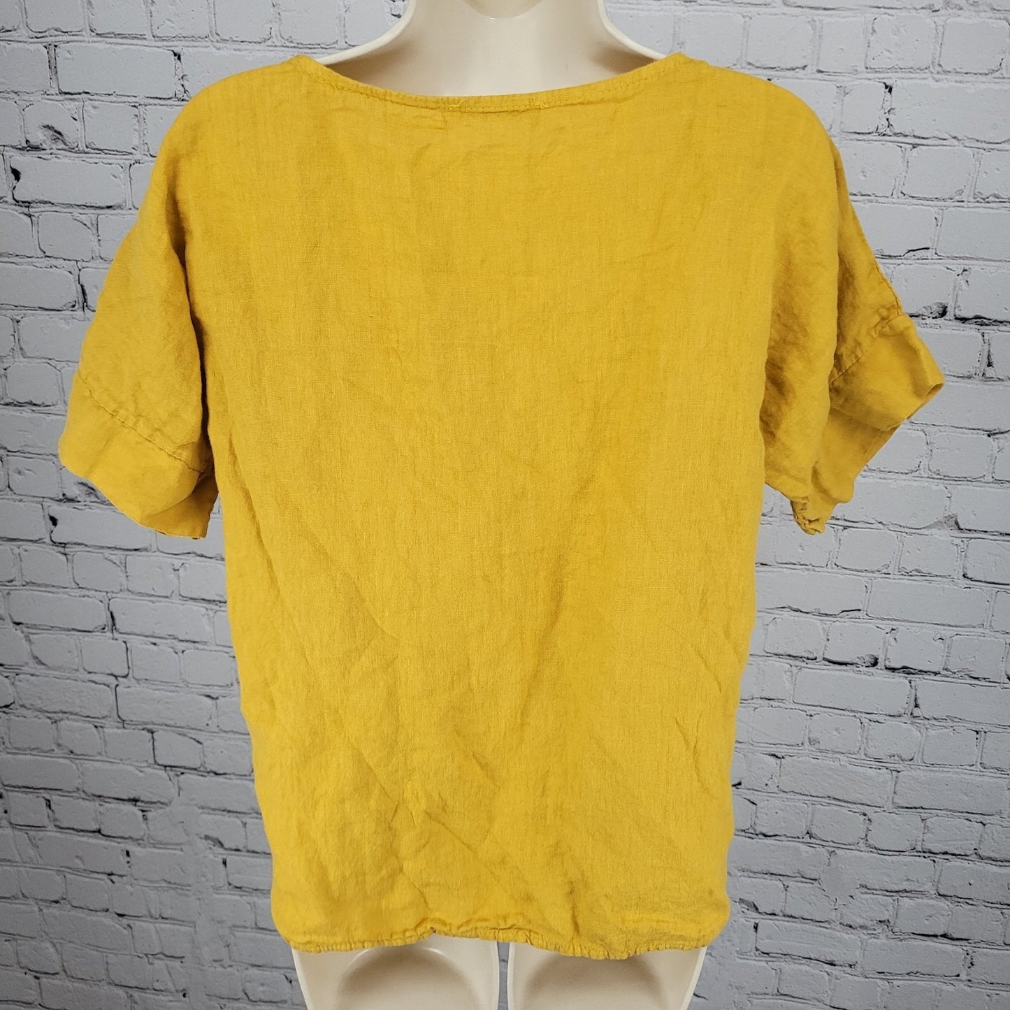 Francesca Bettini Yellow Lightweight Short Sleeve Pockets Top Italy Large L