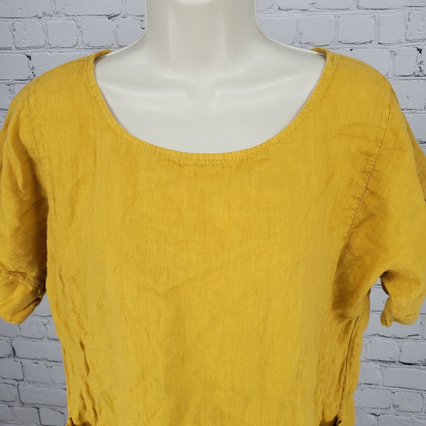 Francesca Bettini Yellow Lightweight Short Sleeve Pockets Top Italy Large L