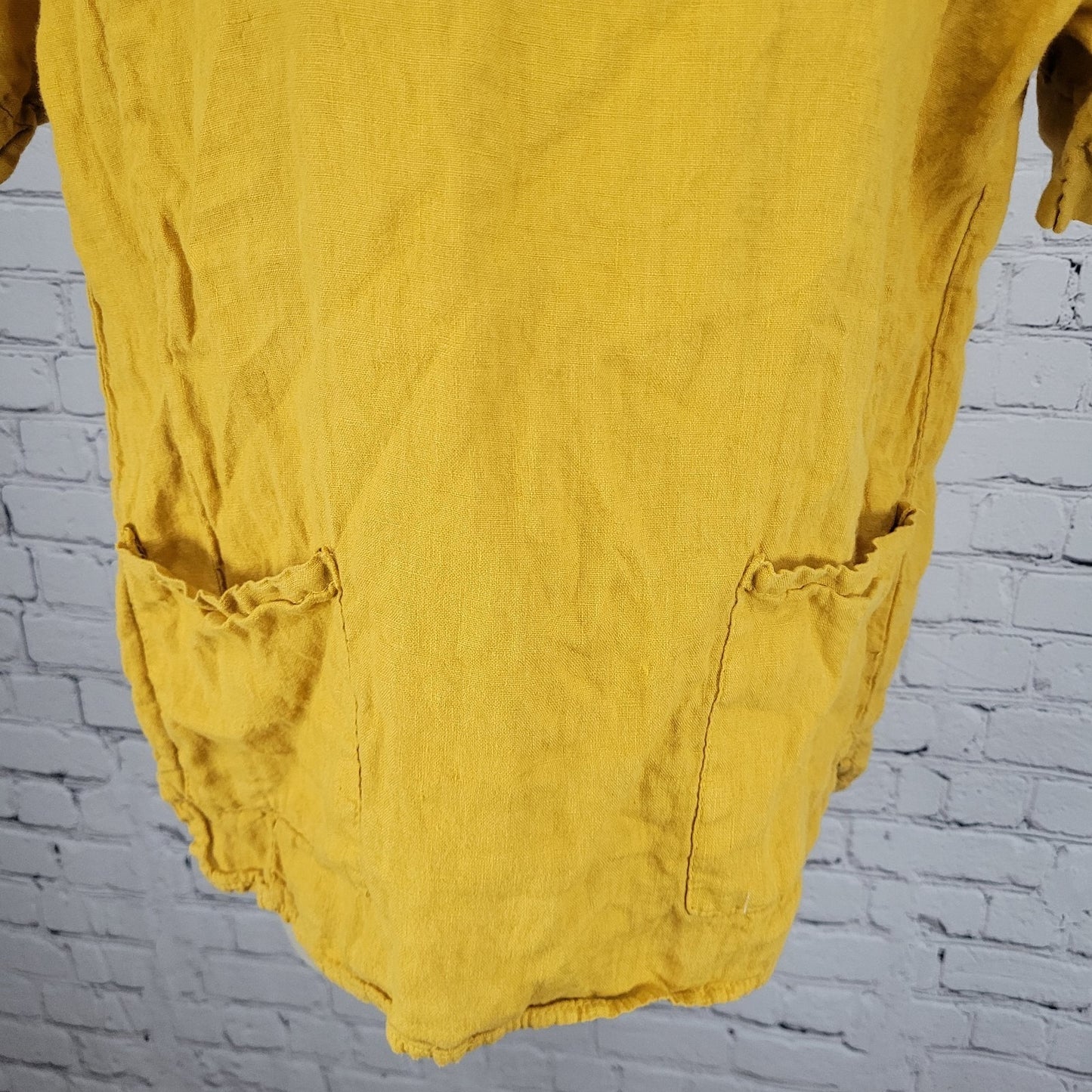Francesca Bettini Yellow Lightweight Short Sleeve Pockets Top Italy Large L
