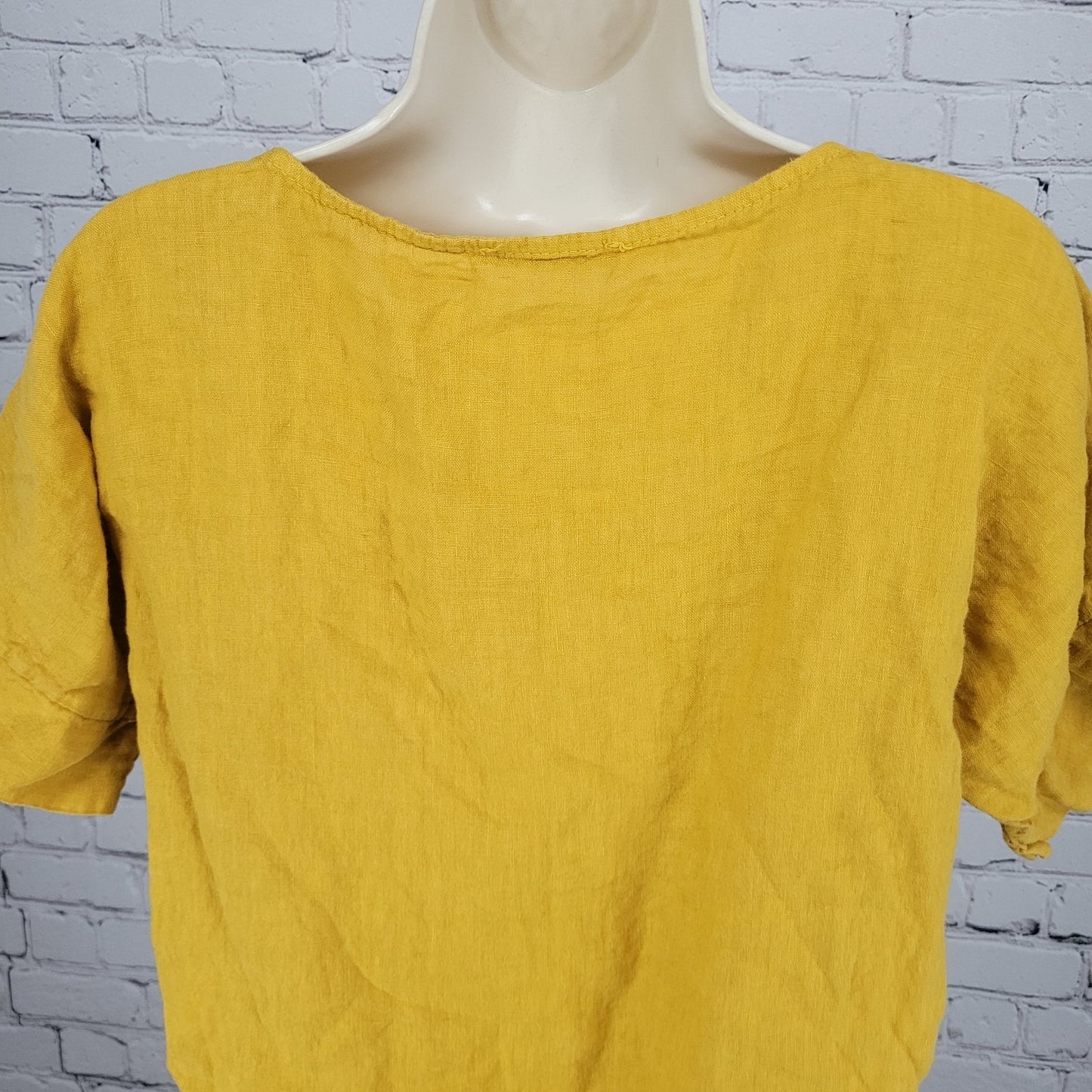 Francesca Bettini Yellow Lightweight Short Sleeve Pockets Top Italy Large L