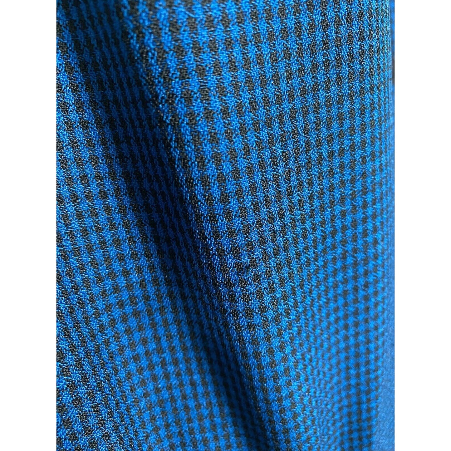 VTG Sabino Blue Black Check Shoulder Padded Button Front Long Peasant Dress 14