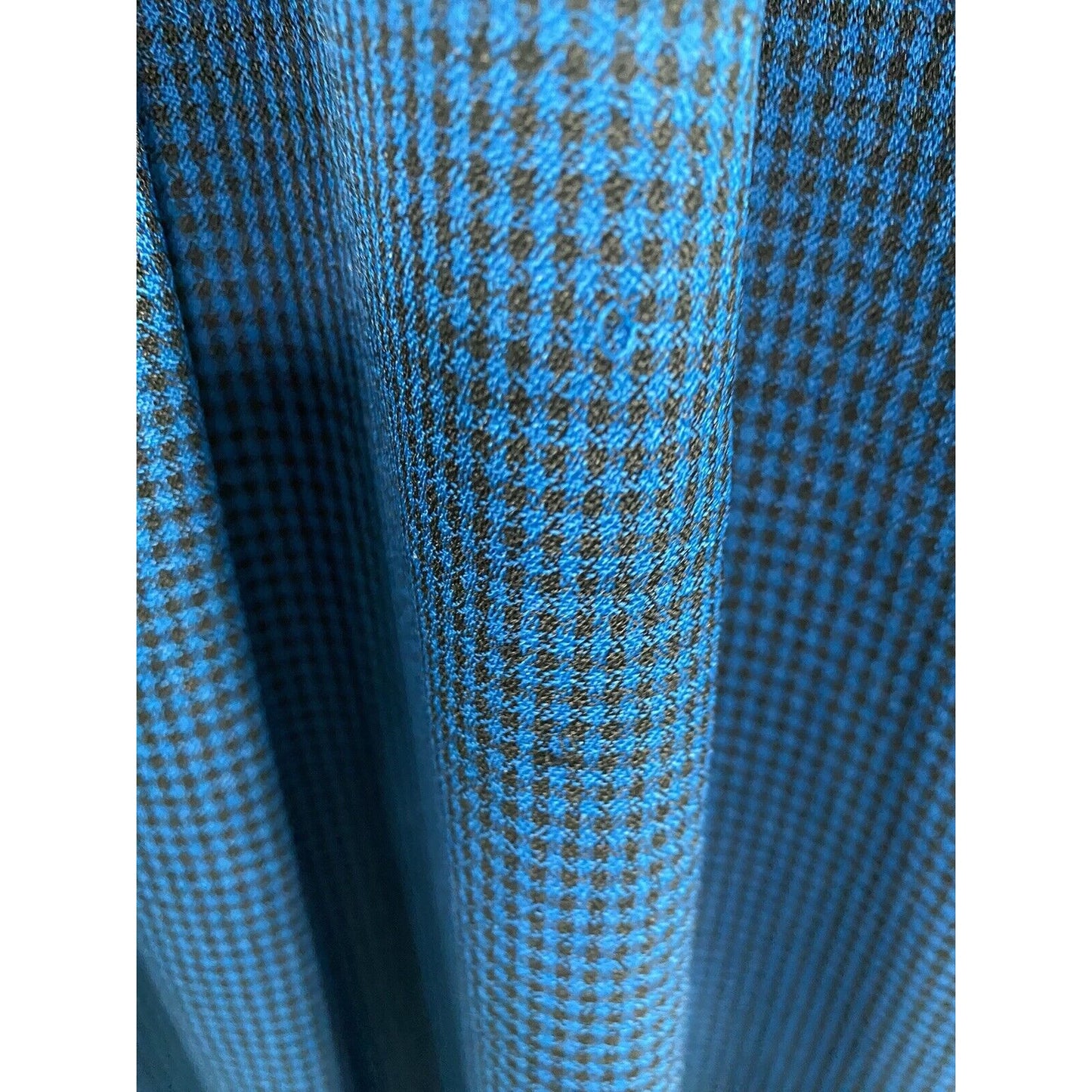 VTG Sabino Blue Black Check Shoulder Padded Button Front Long Peasant Dress 14