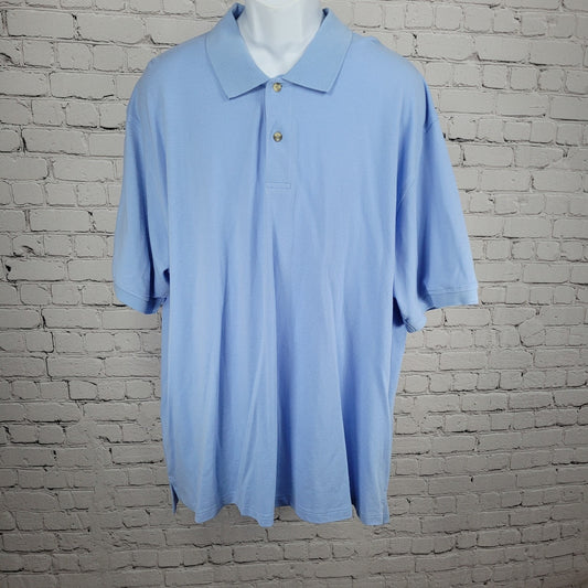 NWD Izod Blue Silk Wash 100% Cotton Short Sleeve Buttoned Polo Shirt XXXL