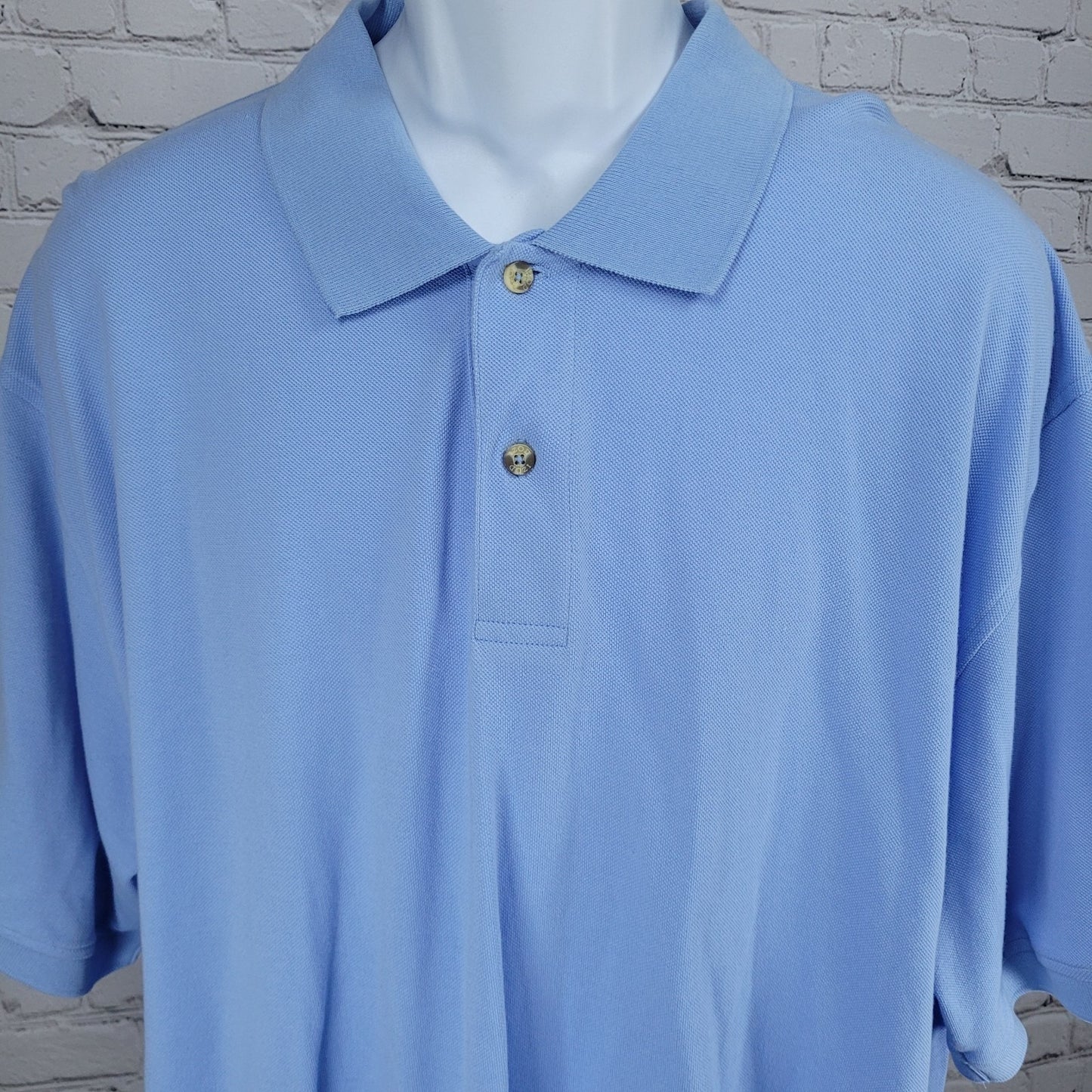 NWD Izod Blue Silk Wash 100% Cotton Short Sleeve Buttoned Polo Shirt XXXL