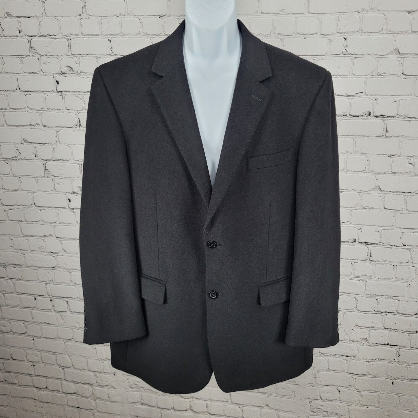 T. Harris Black Cashmere Silk Wool 2 Button Vented Notch Blazer Sport Coat 42R