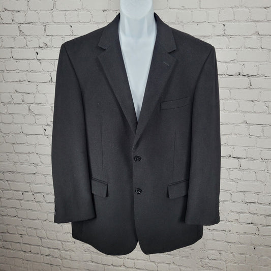 T. Harris Black Cashmere Silk Wool 2 Button Vented Notch Blazer Sport Coat 42R