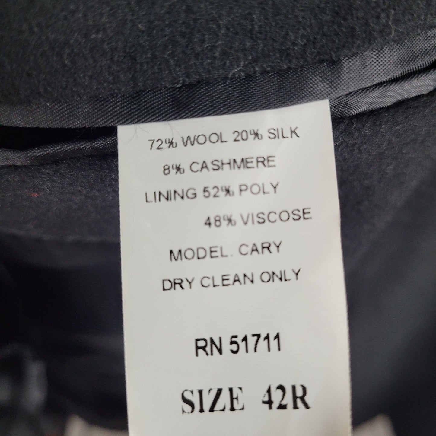 T. Harris Black Cashmere Silk Wool 2 Button Vented Notch Blazer Sport Coat 42R