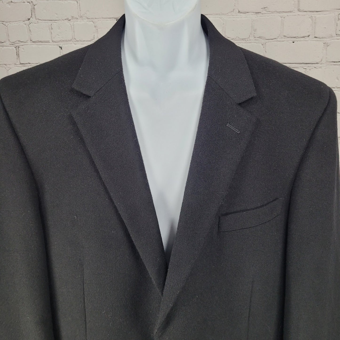 T. Harris Black Cashmere Silk Wool 2 Button Vented Notch Blazer Sport Coat 42R