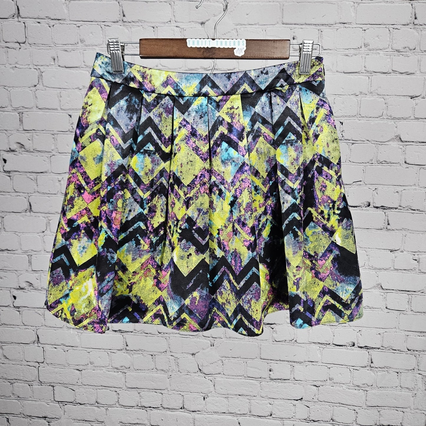 Alice & Trixie Multicolor Silk Blend Pleated Pockets Lined Mini Skirt USA Small