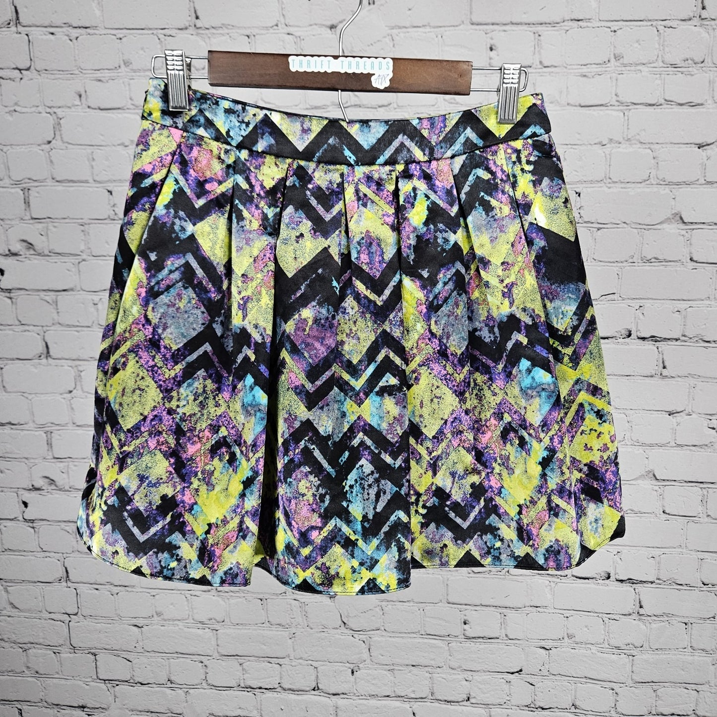 Alice & Trixie Multicolor Silk Blend Pleated Pockets Lined Mini Skirt USA Small