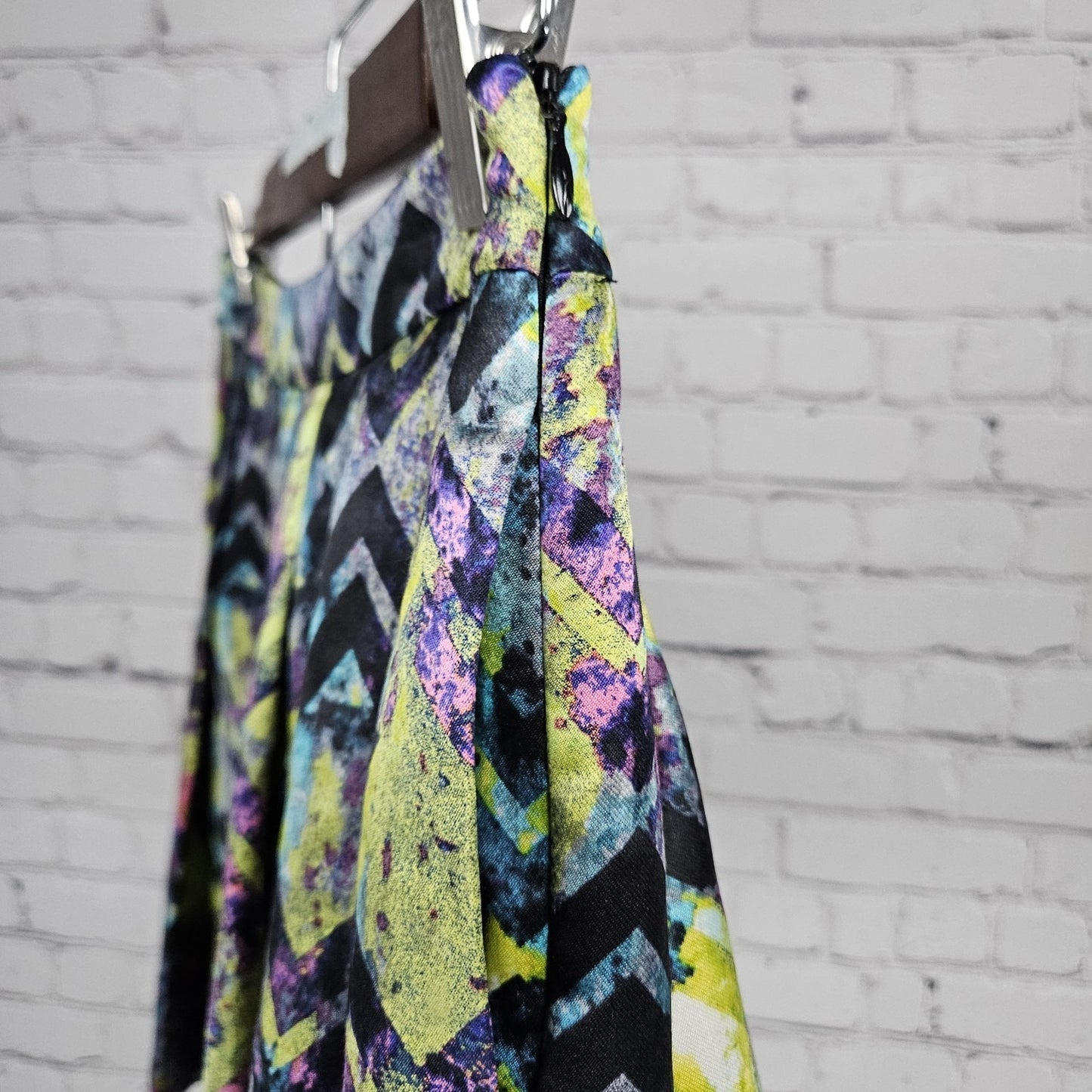 Alice & Trixie Multicolor Silk Blend Pleated Pockets Lined Mini Skirt USA Small