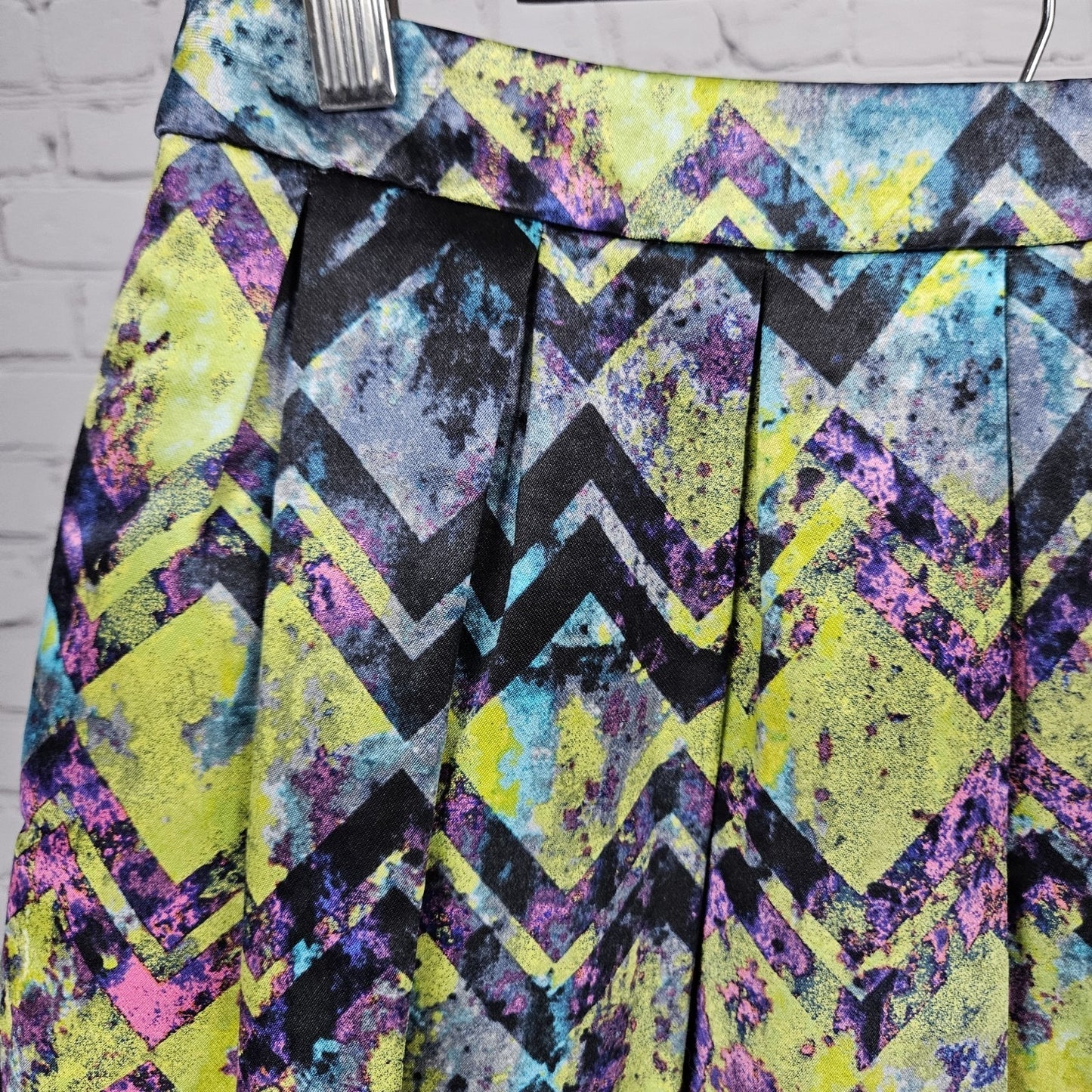 Alice & Trixie Multicolor Silk Blend Pleated Pockets Lined Mini Skirt USA Small