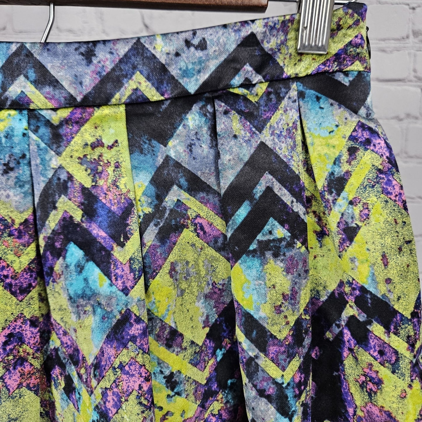 Alice & Trixie Multicolor Silk Blend Pleated Pockets Lined Mini Skirt USA Small