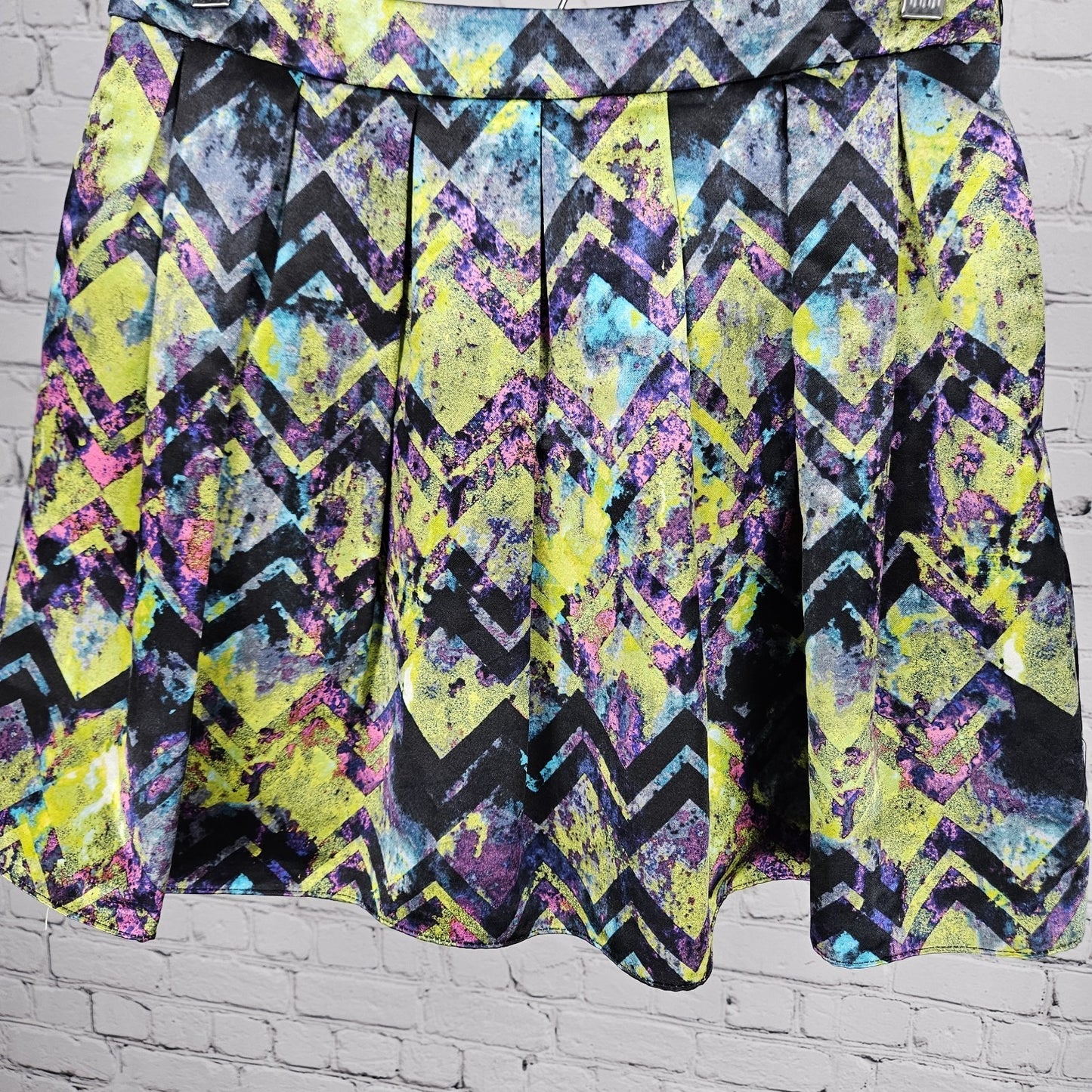 Alice & Trixie Multicolor Silk Blend Pleated Pockets Lined Mini Skirt USA Small