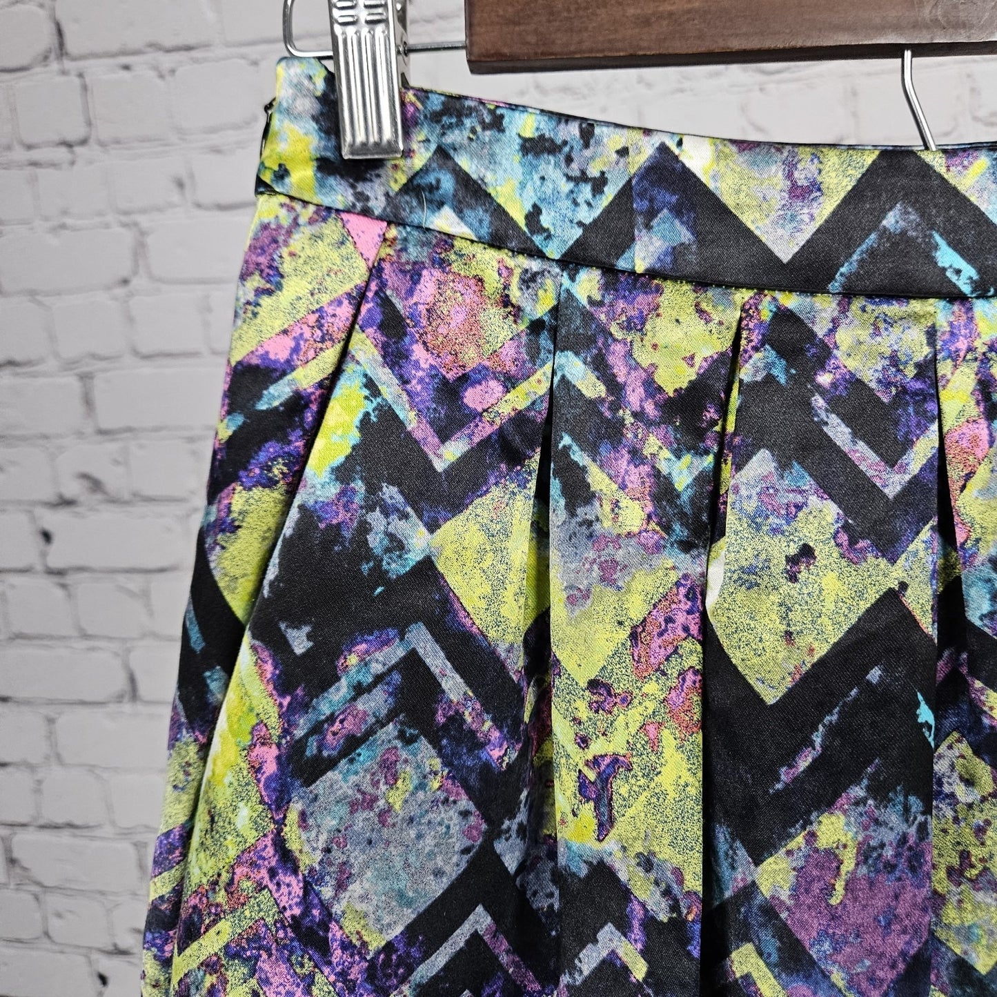 Alice & Trixie Multicolor Silk Blend Pleated Pockets Lined Mini Skirt USA Small