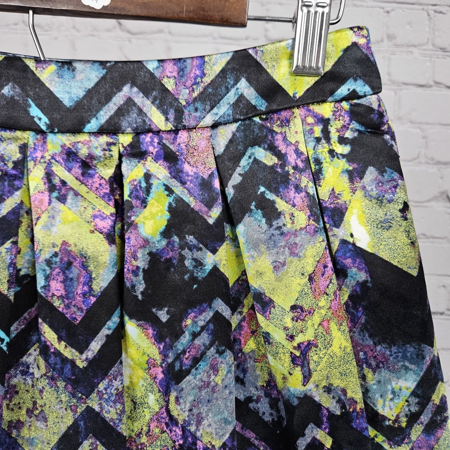 Alice & Trixie Multicolor Silk Blend Pleated Pockets Lined Mini Skirt USA Small