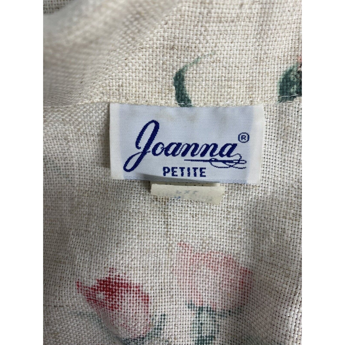 VTG Joanna Petite Beige Floral 3/4 Sleeve Single Button Blazer Jacket Womens PXL