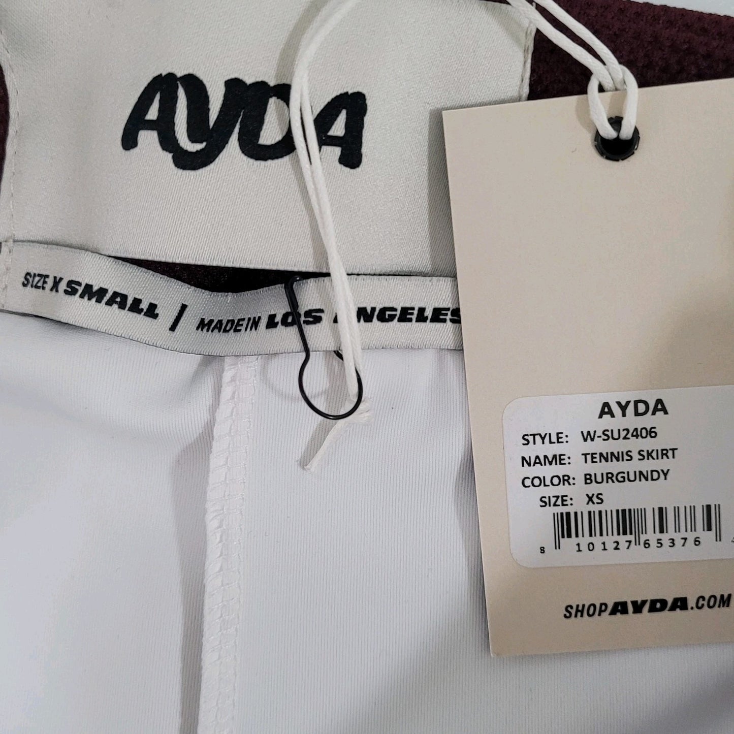 NWT Ayda Burgundy Embroidered Logo Built In Shorts Tennis Mini Skirt USA XS RARE