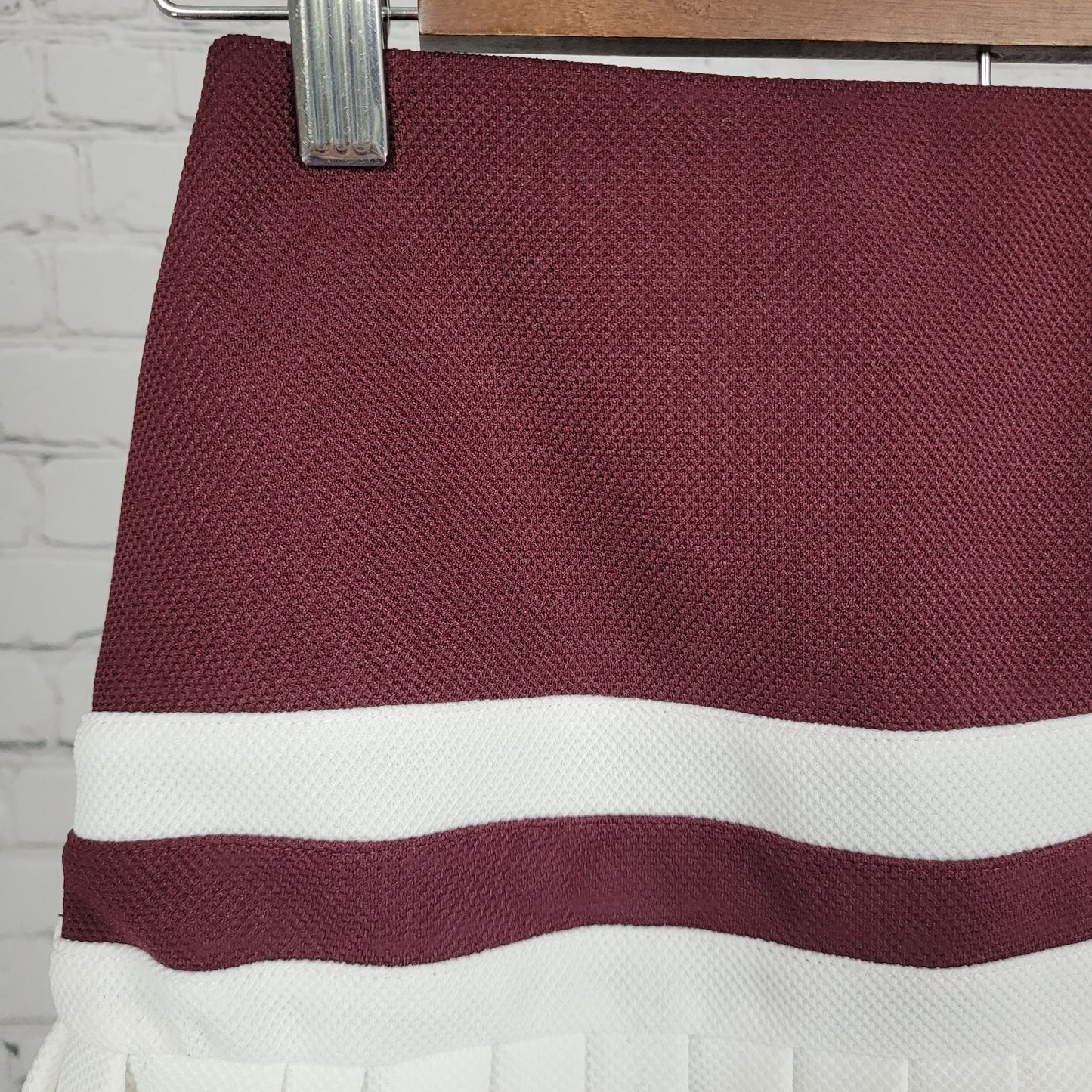 NWT Ayda Burgundy Embroidered Logo Built In Shorts Tennis Mini Skirt USA XS RARE