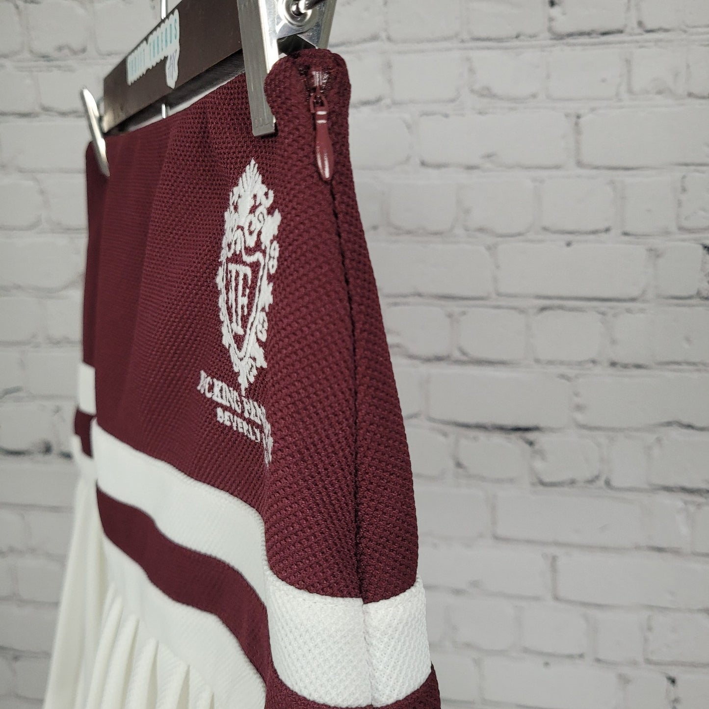 NWT Ayda Burgundy Embroidered Logo Built In Shorts Tennis Mini Skirt USA XS RARE