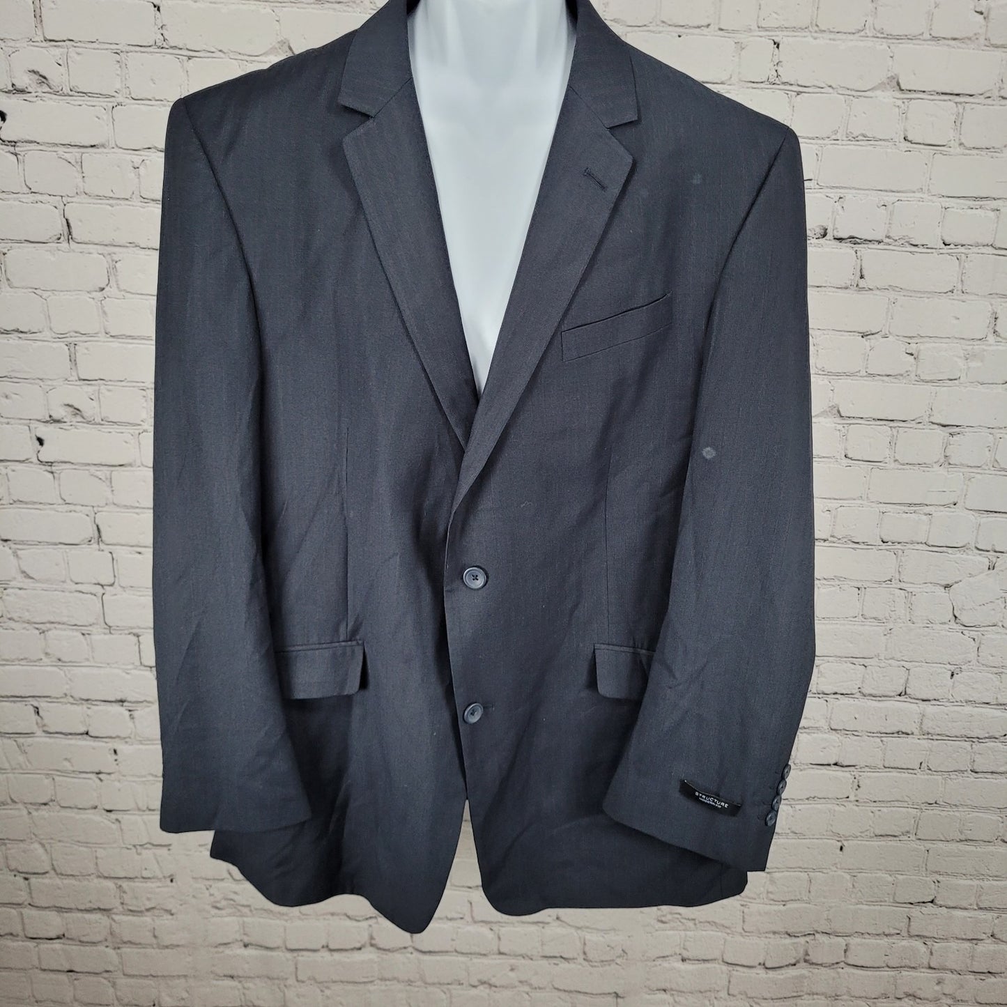 Structure Navy Modern Fit 2 Button Notch Vented Blazer Sport Coat Size 48R