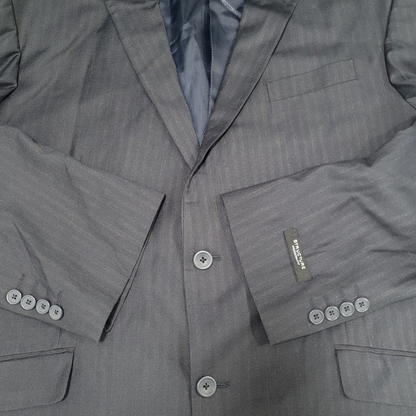 Structure Navy Modern Fit 2 Button Notch Vented Blazer Sport Coat Size 48R