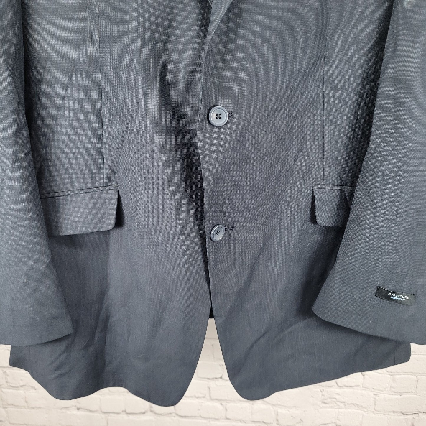 Structure Navy Modern Fit 2 Button Notch Vented Blazer Sport Coat Size 48R