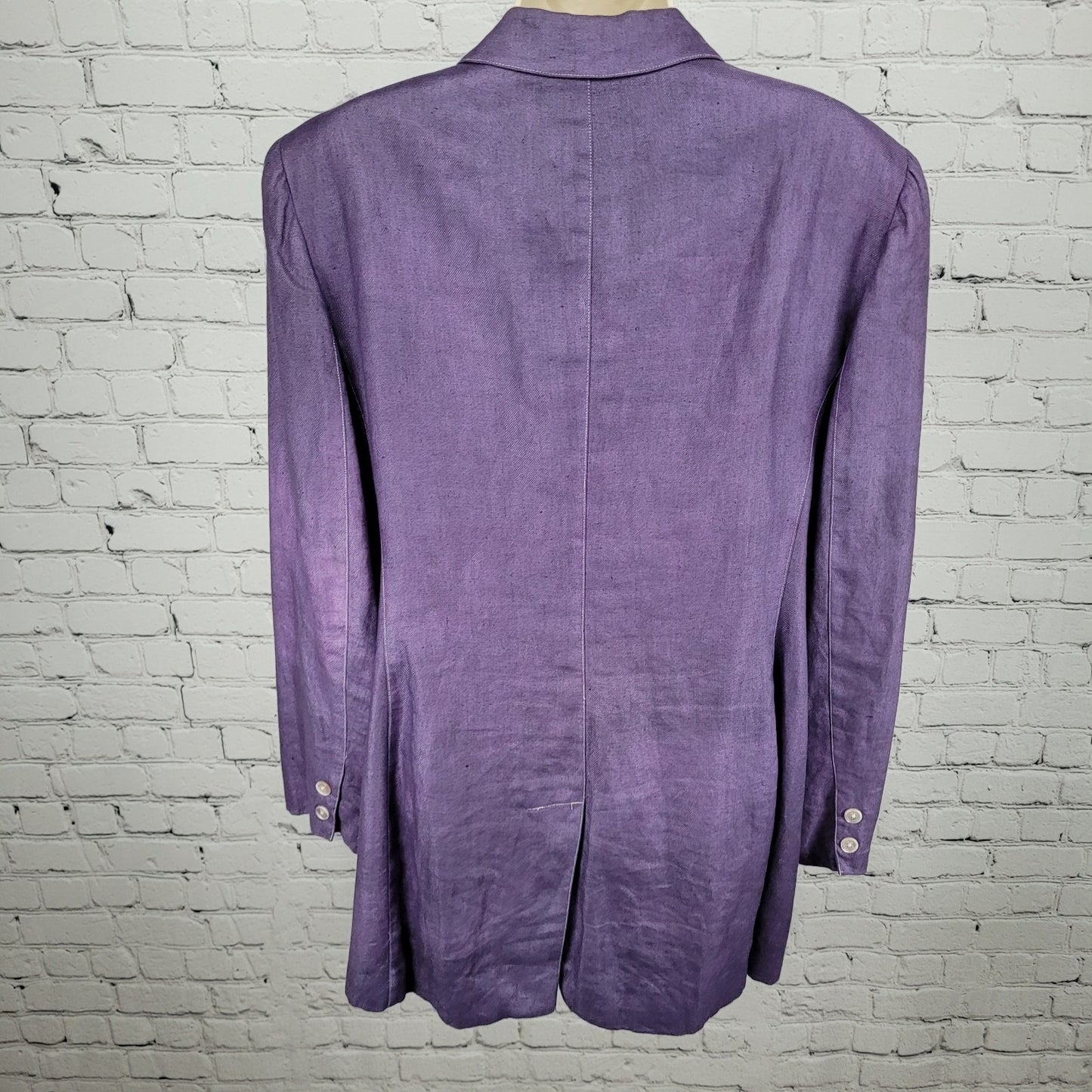 Lauren Ralph Lauren Purple Linen Buttoned Lined Notch Blazer Jacket Size 14