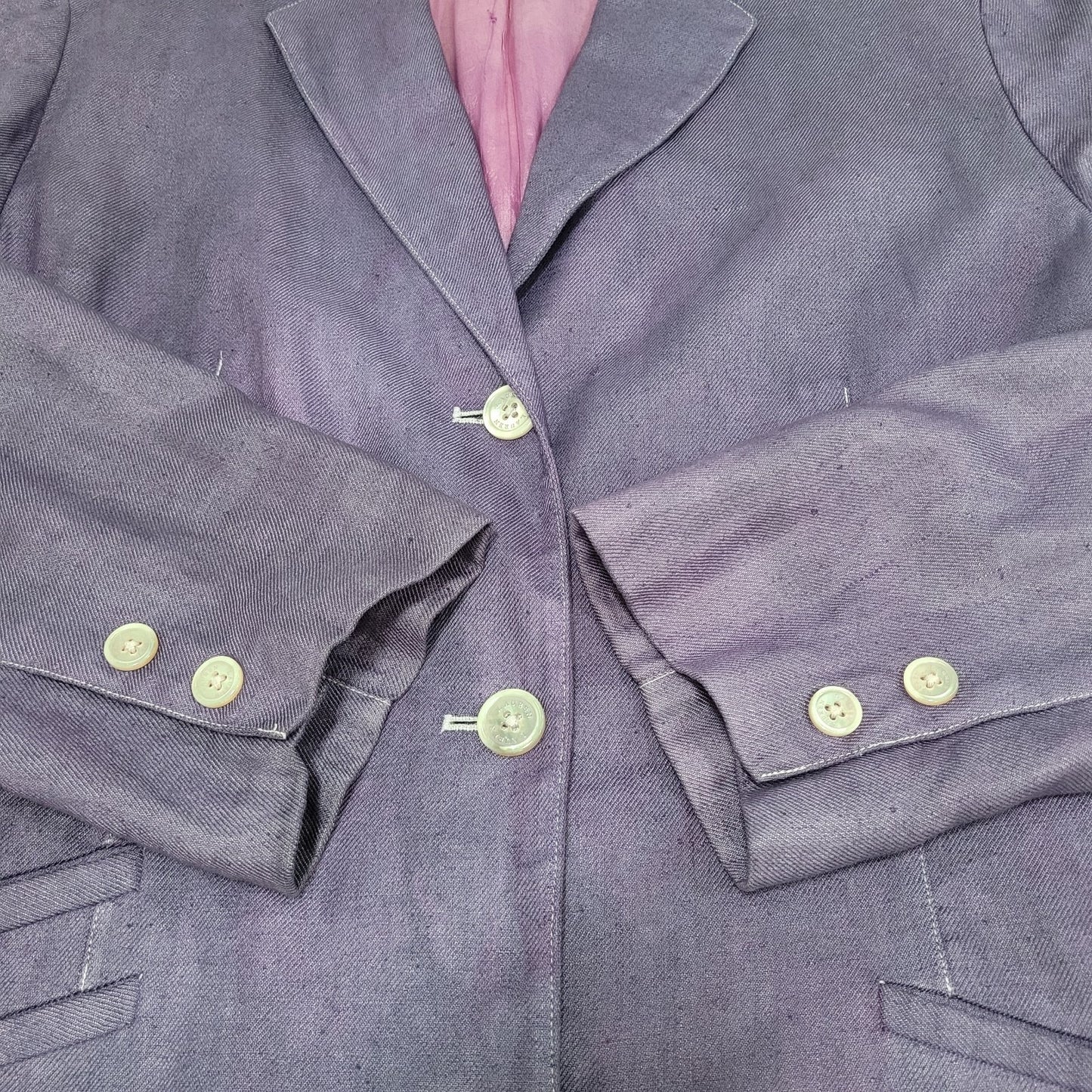 Lauren Ralph Lauren Purple Linen Buttoned Lined Notch Blazer Jacket Size 14