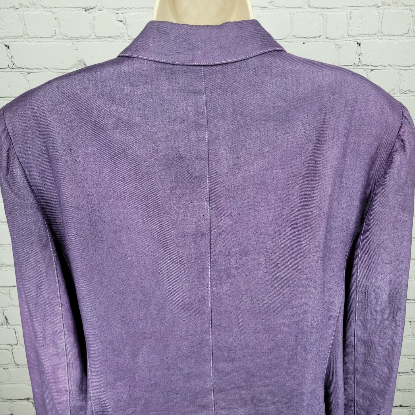 Lauren Ralph Lauren Purple Linen Buttoned Lined Notch Blazer Jacket Size 14